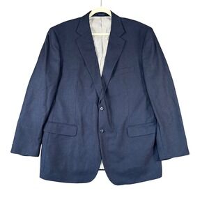 Stafford Essentials Navy Two Button Blazer Classic Tailored Business Casual 48R